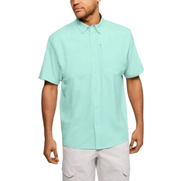 Under Armour Men's 3XL Tide Chaser 2.0 Fish Short Sleeve Aqua UPF 30+ Shirt - Picture 1 of 16